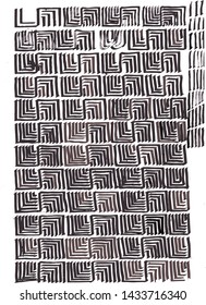 Brush strokes of pencil or Ink.. A set of drawn patterns. Calligraphy. Vector silhouettes