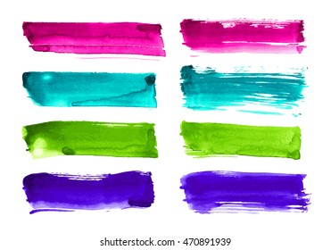 Brush strokes with rough edge. Dry brush watercolor illustration.