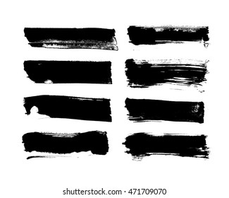 Brush strokes with rough edge. Dry brush ink illustration.