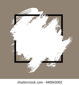 Brush strokes with rough edges in black frame. Abstract background. Vector illustration.