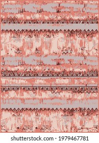 Brush strokes rug, carpet pattern. Freehand horizontal zigzag stripes print. Repeated chevron lines background. Simple geometric ornament. Trendy grunge design. Vector abstract modern wallpaper