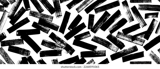 Brush strokes seamless pattern. Abstract background with diagonal brush strokes in different directions. Hand painted grunge texture. Retro monochrome vector ornament with bold lines.