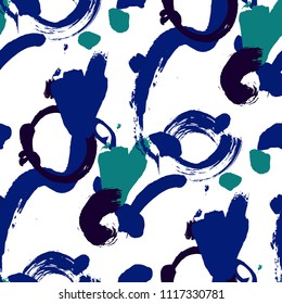 Brush Strokes. Seamless Pattern for Cloth, Textile, Wallpaper. Bright Seamless Ornament in Modern Colors. Vector Abstract Background. Rapport