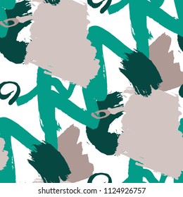 Brush Strokes. Seamless Pattern for Cloth, Textile, Wallpaper. Colorful Seamless Ornament in Vintage Colors. Vector Abstract Background. Rapport