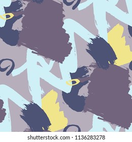 Brush Strokes. Seamless Pattern for Cloth, Textile, Wallpaper. Colorful Seamless Ornament in Modern Colors. Vector Abstract Background. Rapport