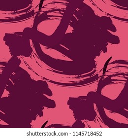Brush Strokes. Seamless Pattern for Cloth, Linen, Chintz. Colorful Seamless Ornament in Trendy Colors. Vector Abstract Background. Rapport