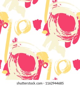 Brush Strokes. Seamless Pattern for Cloth, Textile, Wallpaper. Bright Seamless Ornament in Trendy Colors. Vector Abstract Background. Rapport