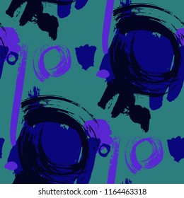 Brush Strokes. Seamless Pattern for Cloth, Textile, Wallpaper. Colorful Seamless Ornament in Retro Colors. Vector Abstract Background. Rapport