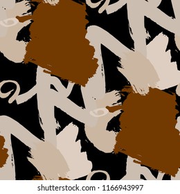 Brush Strokes. Seamless Pattern for Cloth, Linen, Chintz. Bright Seamless Ornament in Vintage Colors. Vector Abstract Background. Rapport