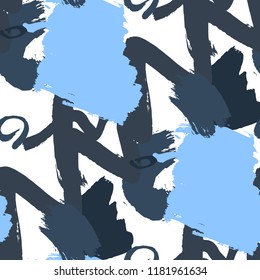 Brush Strokes. Seamless Pattern for Cloth, Textile, Wallpaper. Colorful Seamless Ornament in Trendy Colors. Vector Abstract Background. Rapport