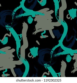 Brush Strokes. Seamless Pattern for Cloth, Textile, Wallpaper. Colorful Seamless Ornament in Vintage Colors. Vector Abstract Background. Rapport