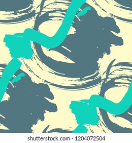 Brush Strokes. Seamless Pattern for Cloth, Textile, Wallpaper. Bright Seamless Ornament in Retro Colors. Vector Abstract Background. Rapport