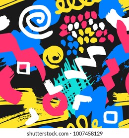 Brush strokes seamless pattern. Colorful brush strokes handmade background