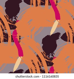 Brush Strokes. Seamless Pattern for Curtain, Print, Tablecloth. Colorful Seamless Ornament in Vintage Colors. Vector Abstract Background. Rapport