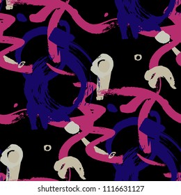 Brush Strokes. Seamless Pattern for Curtain, Print, Tablecloth. Bright Seamless Ornament in Vintage Colors. Vector Abstract Background. Rapport