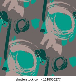 Brush Strokes. Seamless Pattern for Curtain, Print, Tablecloth. Bright Seamless Ornament in Vintage Colors. Vector Abstract Background. Rapport