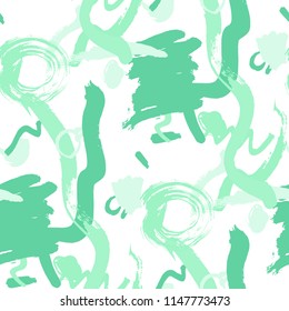 Brush Strokes. Seamless Pattern for Curtain, Print, Tablecloth. Colorful Seamless Ornament in Trendy Colors. Vector Abstract Background. Rapport