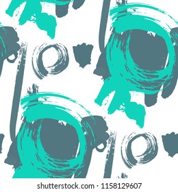 Brush Strokes. Seamless Pattern for Curtain, Print, Tablecloth. Colorful Seamless Ornament in Retro Colors. Vector Abstract Background. Rapport
