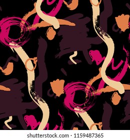 Brush Strokes. Seamless Pattern for Curtain, Print, Tablecloth. Bright Seamless Ornament in Modern Colors. Vector Abstract Background. Rapport