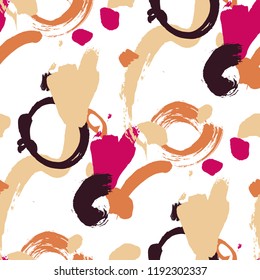 Brush Strokes. Seamless Pattern for Curtain, Print, Tablecloth. Colorful Seamless Ornament in Modern Colors. Vector Abstract Background. Rapport