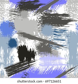 Brush strokes Seamless pattern. Dry Brush Stroke. Seamless pattern with trendy hand drawn texture. Vector illustration. Brushed Painted Abstract Background. Brush stroked painting.