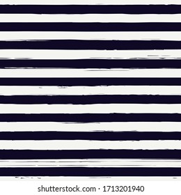 Brush strokes seamless pattern. Freehand horizontal stripes print. Repeated rough edge ink lines background. Simple classic geometric motif. Trendy grunge design. Vector abstract modern wallpaper