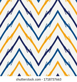 Trazos de pincel sin inconvenientes. Impresión de franjas de zigzag horizontales de mano libre. Fondo de líneas de chevron repetidas. Simple adorno geométrico clásico. Diseño de diseño a la moda. Papel de pared moderno abstracto vectorial