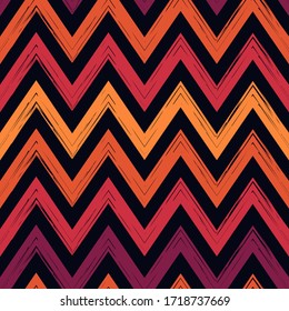 Brush strokes seamless pattern. Freehand horizontal zigzag stripes print. Repeated chevron lines background. Simple classic geometric ornament. Trendy grunge design. Vector abstract modern wallpaper