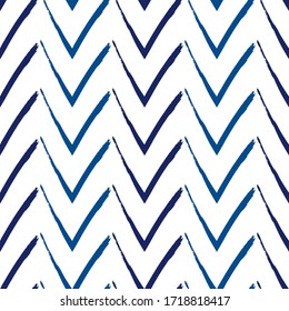 Trazos de pincel sin inconvenientes. Impresión de franjas de zigzag horizontales de mano libre. Fondo de líneas de chevron repetidas. Simple adorno geométrico clásico. Diseño de diseño a la moda. Papel de pared moderno abstracto vectorial