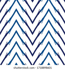 Trazos de pincel sin inconvenientes. Impresión de franjas de zigzag horizontales de mano libre. Fondo de líneas de chevron repetidas. Simple adorno geométrico clásico. Diseño de diseño a la moda. Papel de pared moderno abstracto vectorial