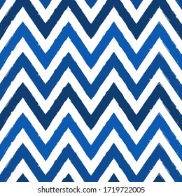 Trazos de pincel sin inconvenientes. Impresión de franjas de zigzag horizontales de mano libre. Fondo de líneas de chevron repetidas. Simple adorno geométrico clásico. Diseño de diseño a la moda. Papel de pared moderno abstracto vectorial