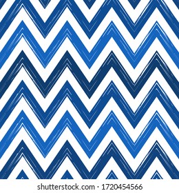 Brush strokes seamless pattern. Freehand horizontal zigzag stripes print. Repeated chevron lines background. Simple classic geometric ornament. Trendy grunge design. Vector abstract modern wallpaper