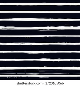 Brush strokes seamless pattern. Freehand horizontal stripes print. Repeated rough edge ink lines background. Simple classic geometric motif. Trendy grunge design. Vector abstract modern wallpaper