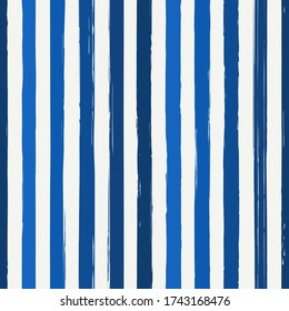 Patrón sin fisuras de pincel. Impresión de franjas verticales a mano libre. Fondo de líneas de tinta de borde áspero repetidas. Simple motivo geométrico clásico. Diseño a la moda. Papel mural moderno abstracto vectorial
