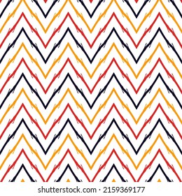 Brush strokes seamless pattern. Freehand horizontal zigzag stripes print. Repeated chevron lines background. Simple classic geometric ornament. Trendy grunge design. Vector abstract modern wallpaper