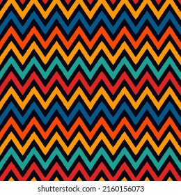 Brush strokes seamless pattern. Freehand horizontal zigzag stripes print. Repeated chevron lines background. Simple classic geometric ornament. Trendy grunge design. Vector abstract modern wallpaper