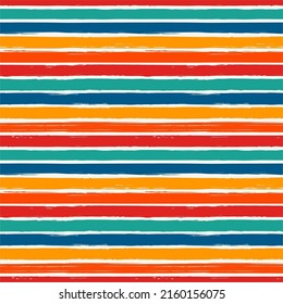 Brush strokes seamless pattern. Freehand horizontal stripes print. Repeated rough edge ink lines background. Simple classic geometric motif. Trendy grunge design. Vector abstract modern wallpaper
