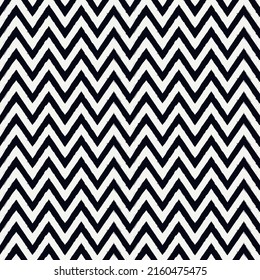 Brush strokes seamless pattern. Freehand horizontal zigzag stripes print. Repeated chevron lines background. Simple classic geometric ornament. Trendy grunge design. Vector abstract modern wallpaper