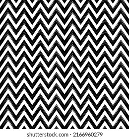 Brush strokes seamless pattern. Freehand horizontal zigzag stripes print. Repeated chevron lines background. Simple classic geometric ornament. Trendy grunge design. Vector abstract modern wallpaper