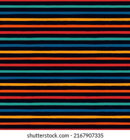 Brush strokes seamless pattern. Freehand horizontal stripes print. Repeated rough edge ink lines background. Simple classic geometric motif. Trendy grunge design. Vector abstract modern wallpaper