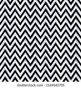 Brush strokes seamless pattern. Freehand horizontal zigzag stripes print. Repeated chevron lines background. Simple classic geometric ornament. Trendy grunge design. Vector abstract modern wallpaper