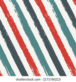 Brush strokes seamless pattern. Freehand diagonal stripes print. Repeated rough edge ink lines background. Simple classic geometric motif. Trendy grunge design. Vector abstract modern wallpaper