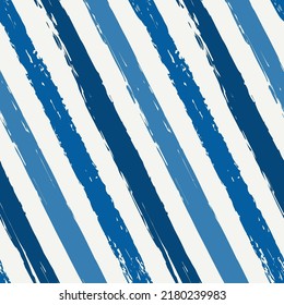 Patrón sin fisuras de pincel. Impresión de franjas diagonales de mano libre. Fondo de líneas de tinta de borde áspero repetidas. Simple motivo geométrico clásico. Diseño a la moda. Papel mural moderno abstracto vectorial