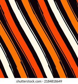 Brush strokes seamless pattern. Freehand diagonal stripes print. Repeated rough edge ink lines background. Simple classic geometric motif. Trendy grunge design. Vector abstract modern wallpaper