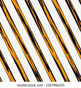 Brush strokes seamless pattern. Freehand diagonal stripes print. Repeated rough edge ink lines background. Simple classic geometric motif. Trendy grunge design. Vector abstract modern wallpaper