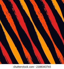 Brush strokes seamless pattern. Freehand diagonal stripes print. Repeated rough edge ink lines background. Simple classic geometric motif. Trendy grunge design. Vector abstract modern wallpaper