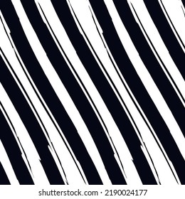Brush strokes seamless pattern. Freehand diagonal stripes print. Repeated rough edge ink lines background. Simple classic geometric motif. Trendy grunge design. Vector abstract modern wallpaper
