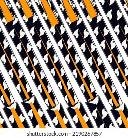 Brush strokes seamless pattern. Freehand diagonal stripes print. Repeated rough edge ink lines background. Simple classic geometric motif. Trendy grunge design. Vector abstract modern wallpaper