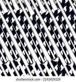 Brush strokes seamless pattern. Freehand diagonal stripes print. Repeated rough edge ink lines background. Simple classic geometric motif. Trendy grunge design. Vector abstract modern wallpaper