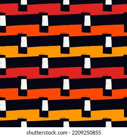 Brush strokes seamless pattern. Freehand horizontal stripes print. Repeated lines background. Simple classic geometric motif. Trendy grunge design. Vector abstract modern wallpaper